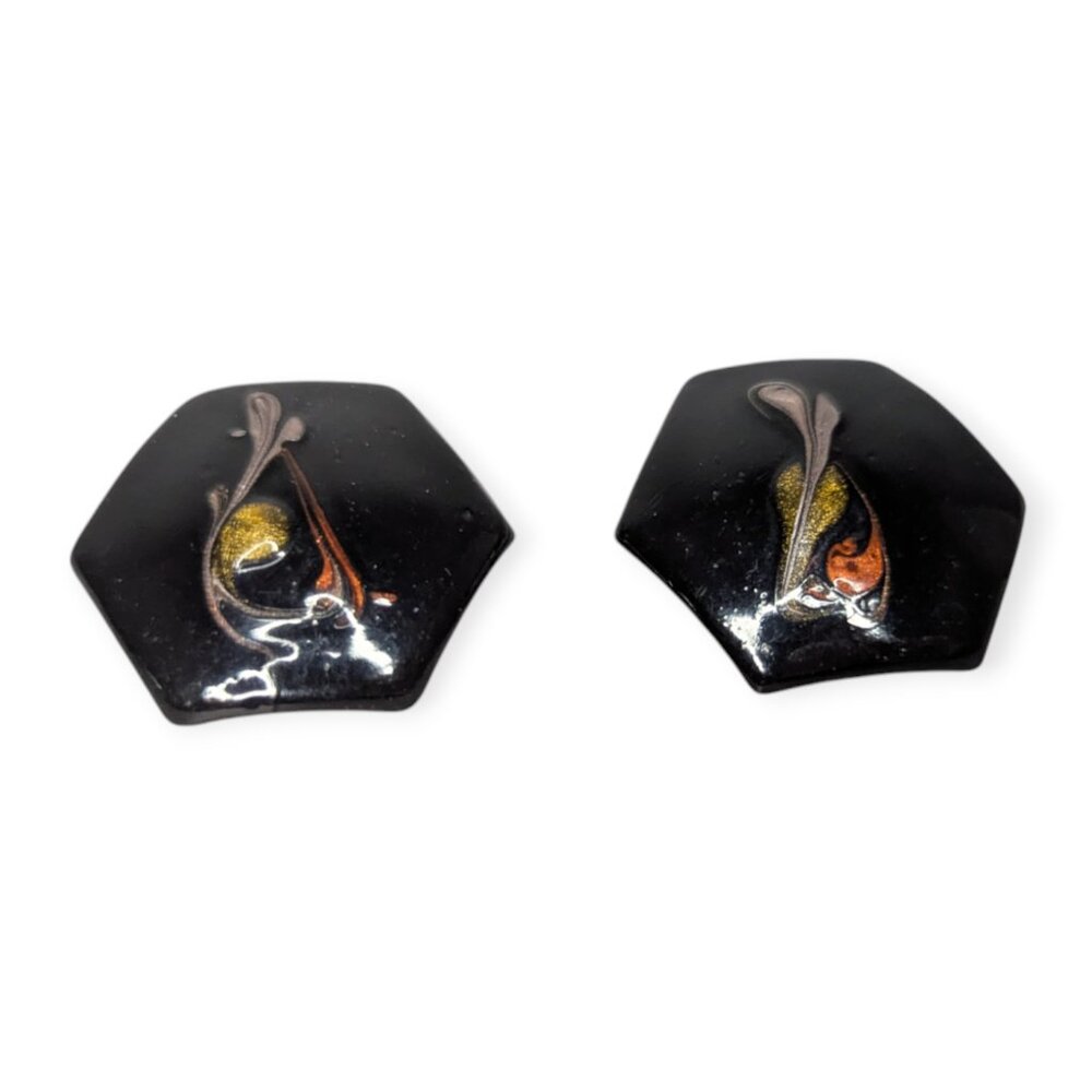 Vintage Enameled Clip On Earrings